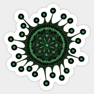 Virus Mandala (Black Greeen) Sticker